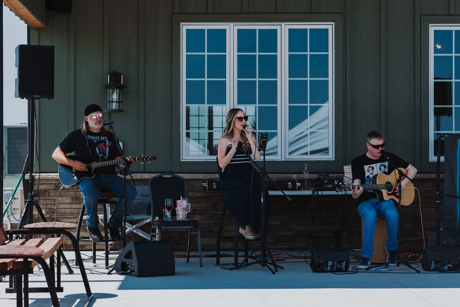 A live band playing on the Northern Hollow patio